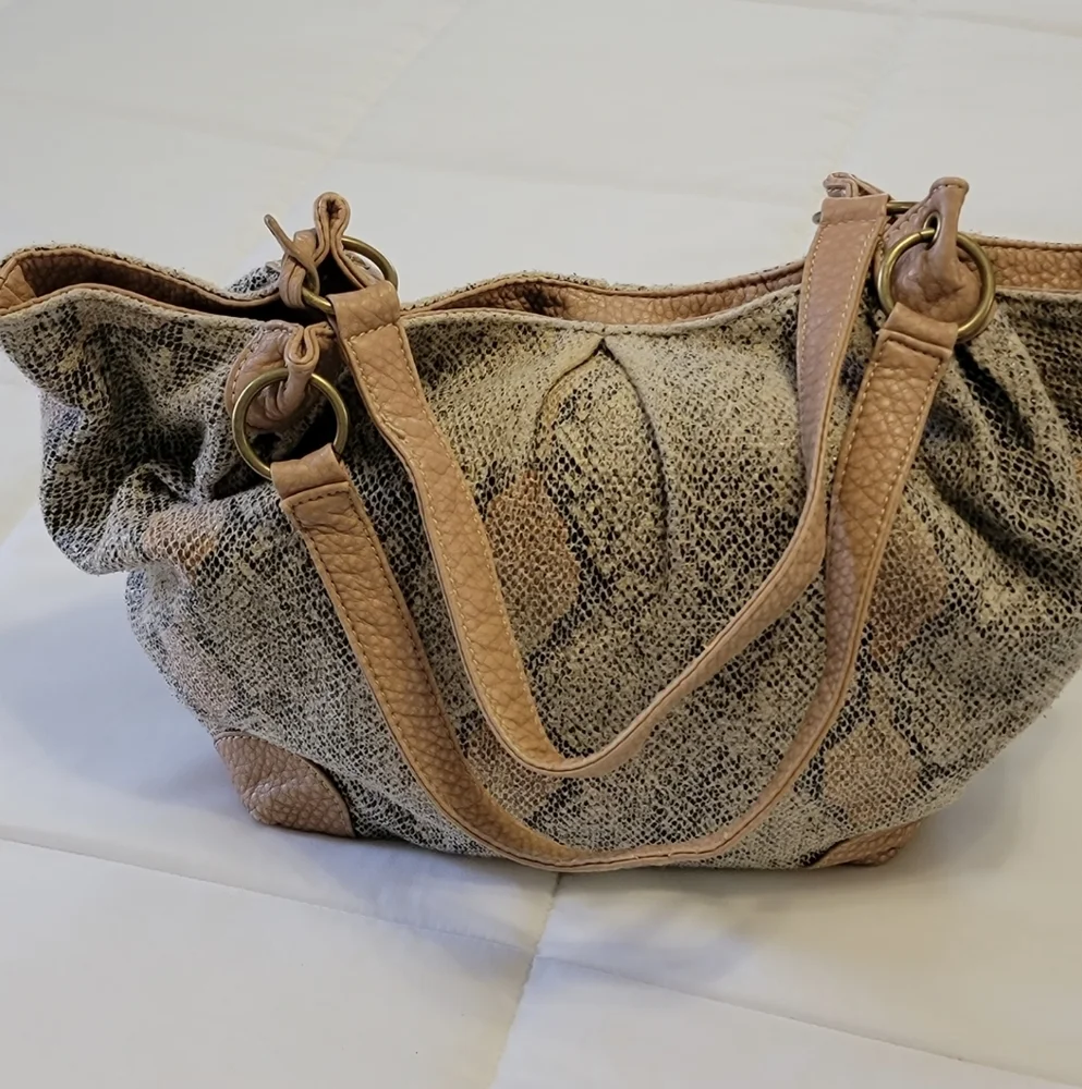 Red by Marc ecko faux snake and leather  Hobo Purse bag neutral Color 12x12